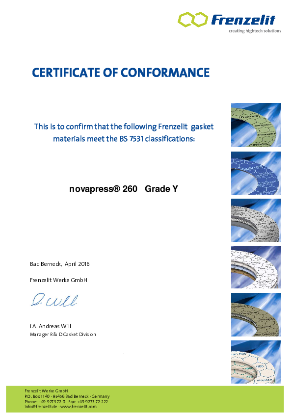 Approval according to BS 7531 Grade Y novapress® 260