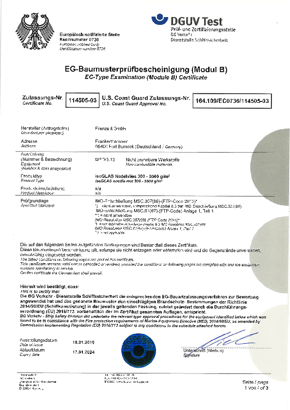 BG Verkehr_Dienststelle Schiffssicherheit_isoGLAS Vlies