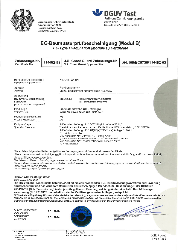 BG Verkehr_Dienststelle Schiffssicherheit_isoGLAS Gewebe