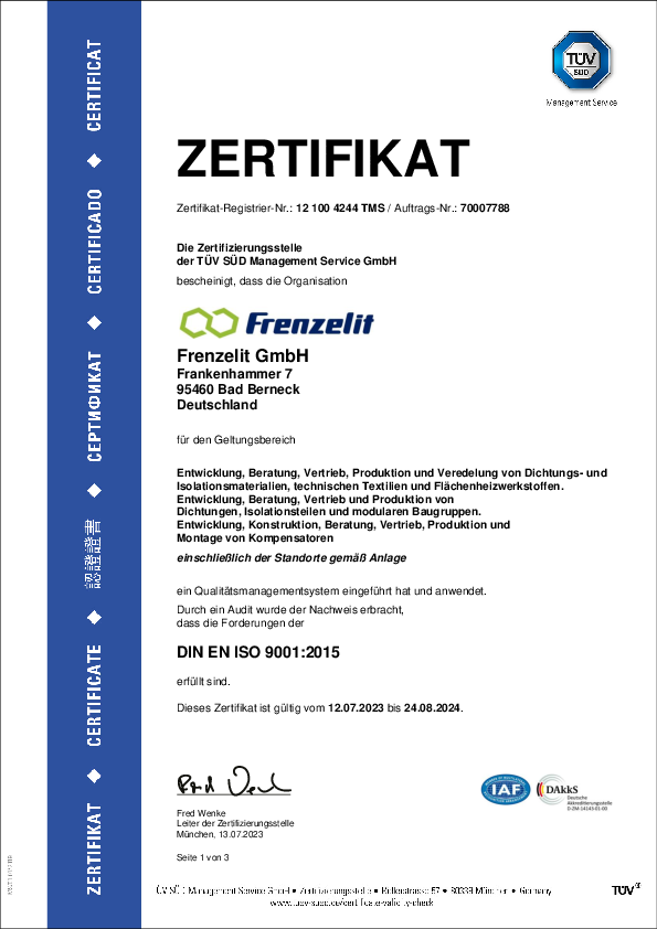 Zertifikat ISO 9001 Qualitätsmanagement