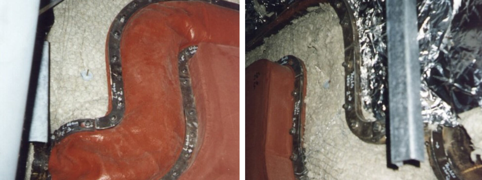 Frenzelit Weichstoffkompensatoren als Kesselabdichtung für Ecksegment am Boiler vor Isolation FrenzeFrenzelit Weichstoffkompensatoren als Kesselabdichtung für Ecksegment am Boiler vor Isolation